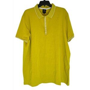 Armani Exchange Mens Yellow Polo Shirt XXL Cotton Short Sleeve With Logo On Plac